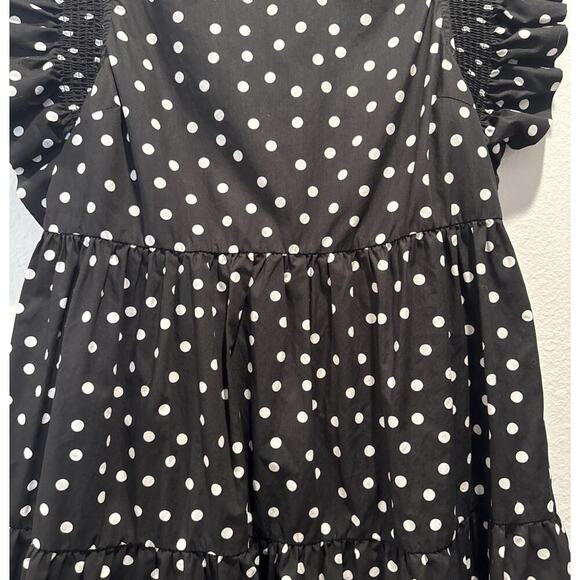 English Factory Womens Size XS Polka Dot Print Babydoll Mini Dress Pockets Retro - Picture 3 of 7